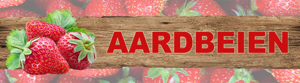 PVC spandoek 300x80 aardbeien op hout