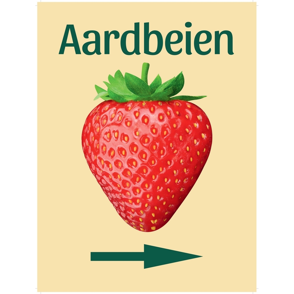 Bord 60x80 cm aardbeien (pijl naar rechts)