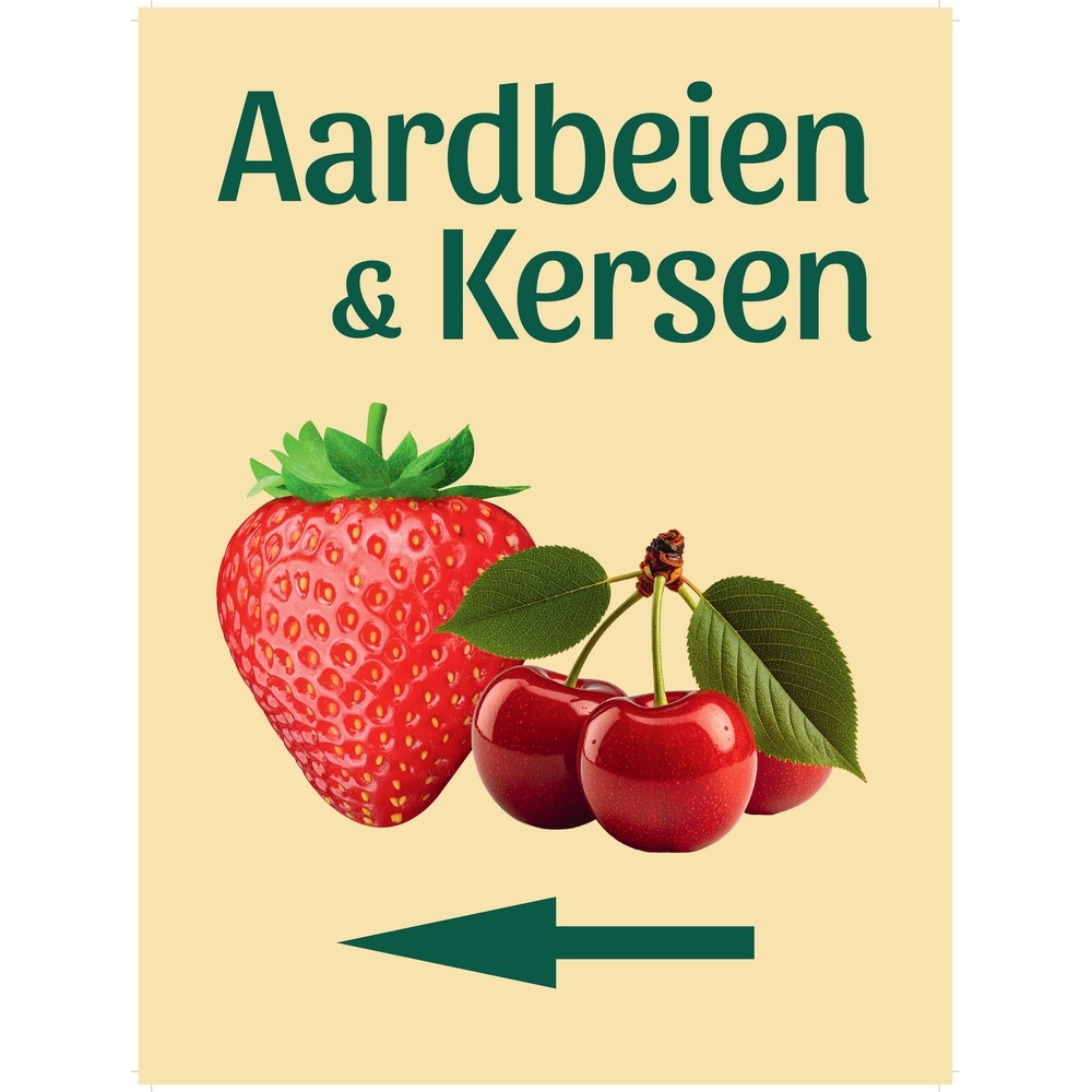 Bord 60x80 cm aardbeien & kersen (pijl naar links)